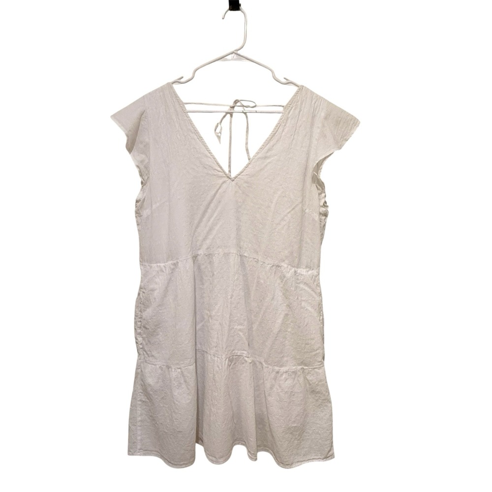 Abercrombie Fitch White Tiered Ruffle Sleeve V Mini Dress Women's LT Adorable